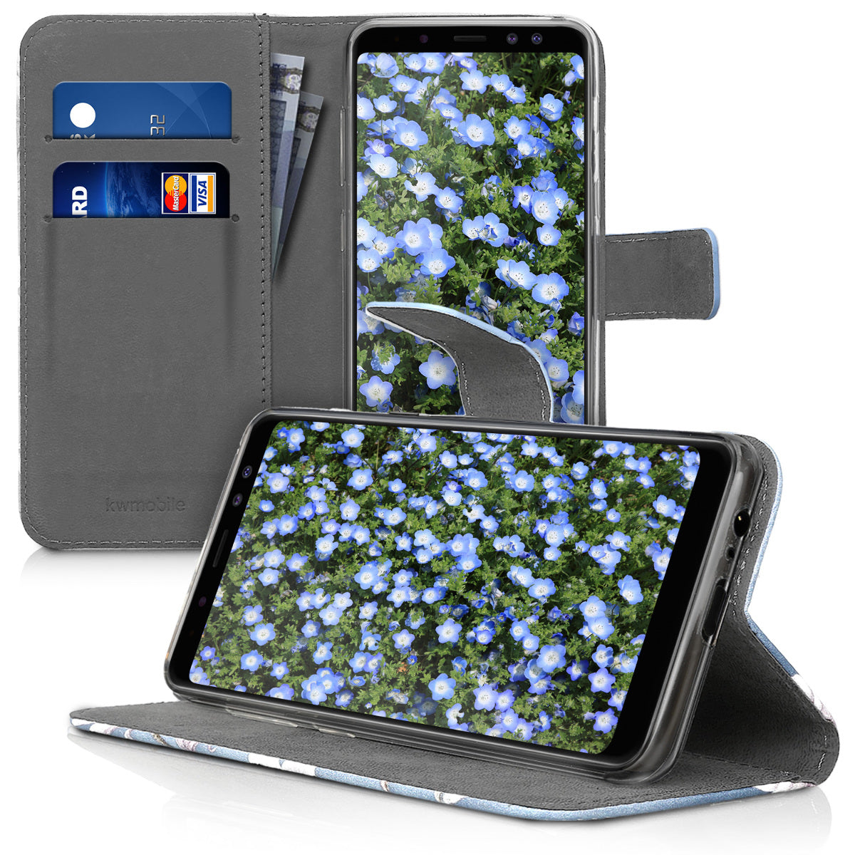 kwmobile Wallet Case Compatible with Samsung Galaxy A8 (2018) - Cover with Stand and Card Slots