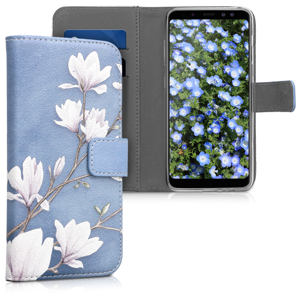 kwmobile Wallet Case Compatible with Samsung Galaxy A8 (2018) - Cover with Stand and Card Slots