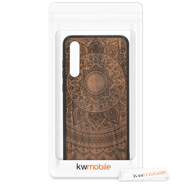 Huawei P20 Pro Shockproof Wood Hard Case with TPU Bumper Indian Sun