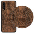 Huawei P20 Pro Shockproof Wood Hard Case with TPU Bumper Indian Sun
