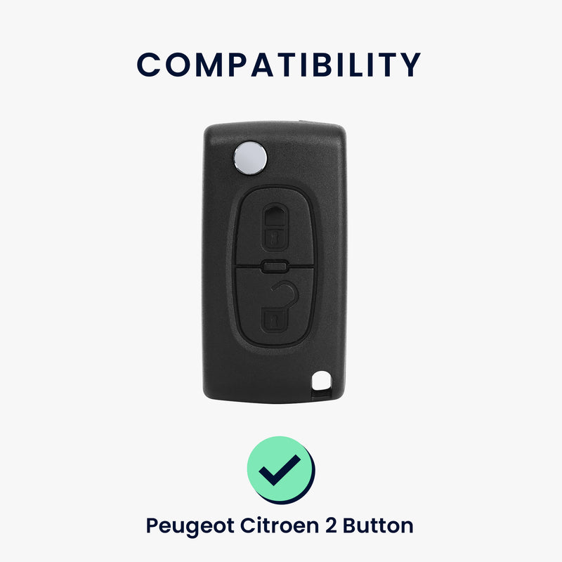 Peugeot Citroen 2-Button Flip Silicone Car Key Cover Patterned