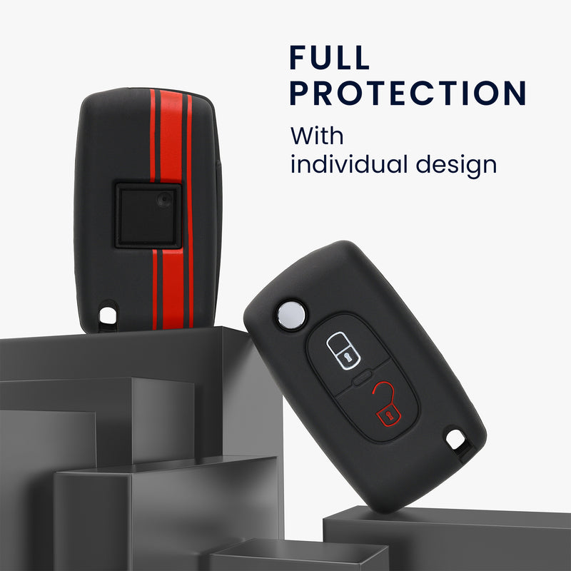 Peugeot Citroen 2-Button Flip Silicone Car Key Cover Patterned