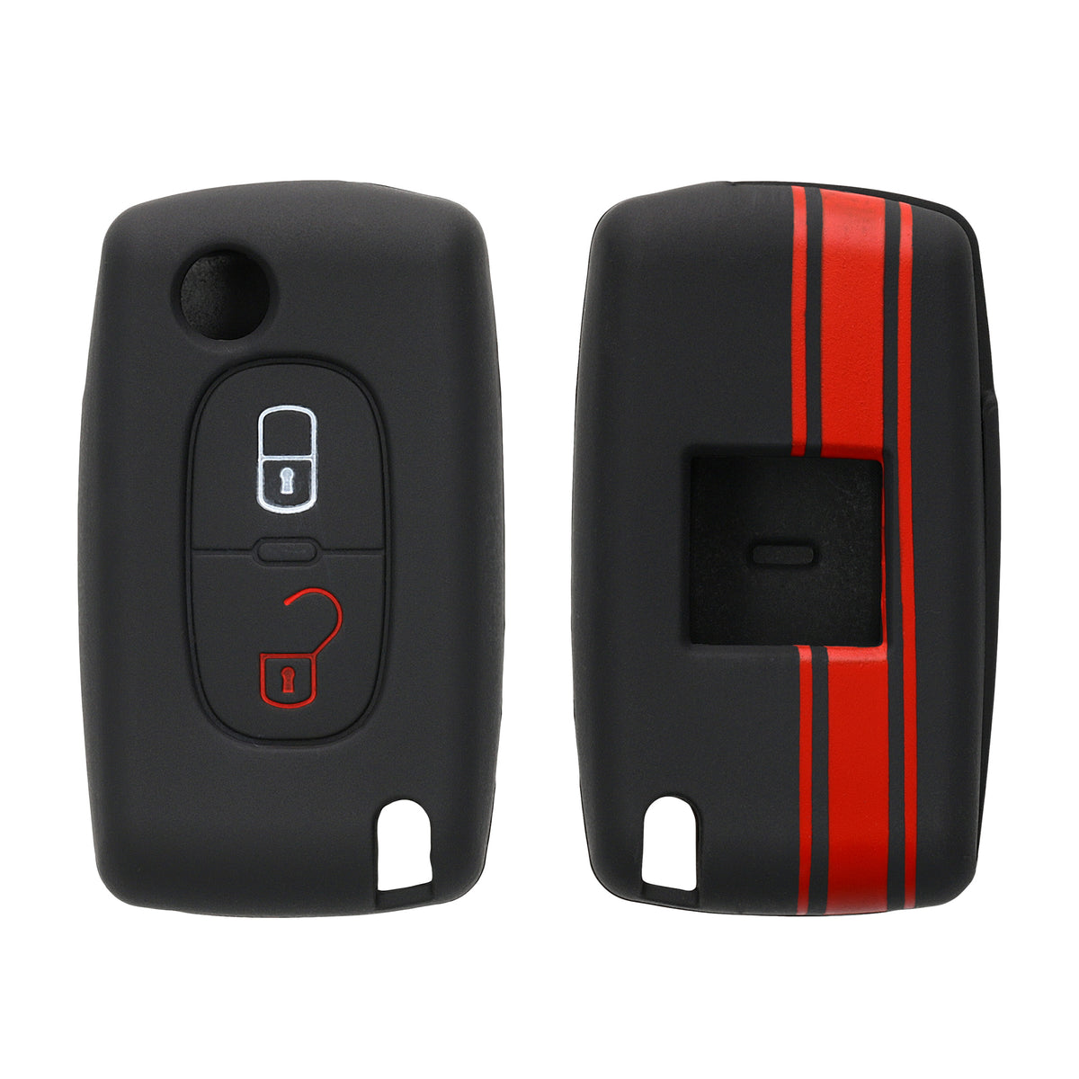 Peugeot Citroen 2-Button Flip Silicone Car Key Cover Patterned