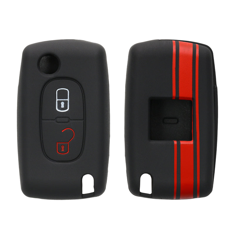 Peugeot Citroen 2-Button Flip Silicone Car Key Cover Patterned