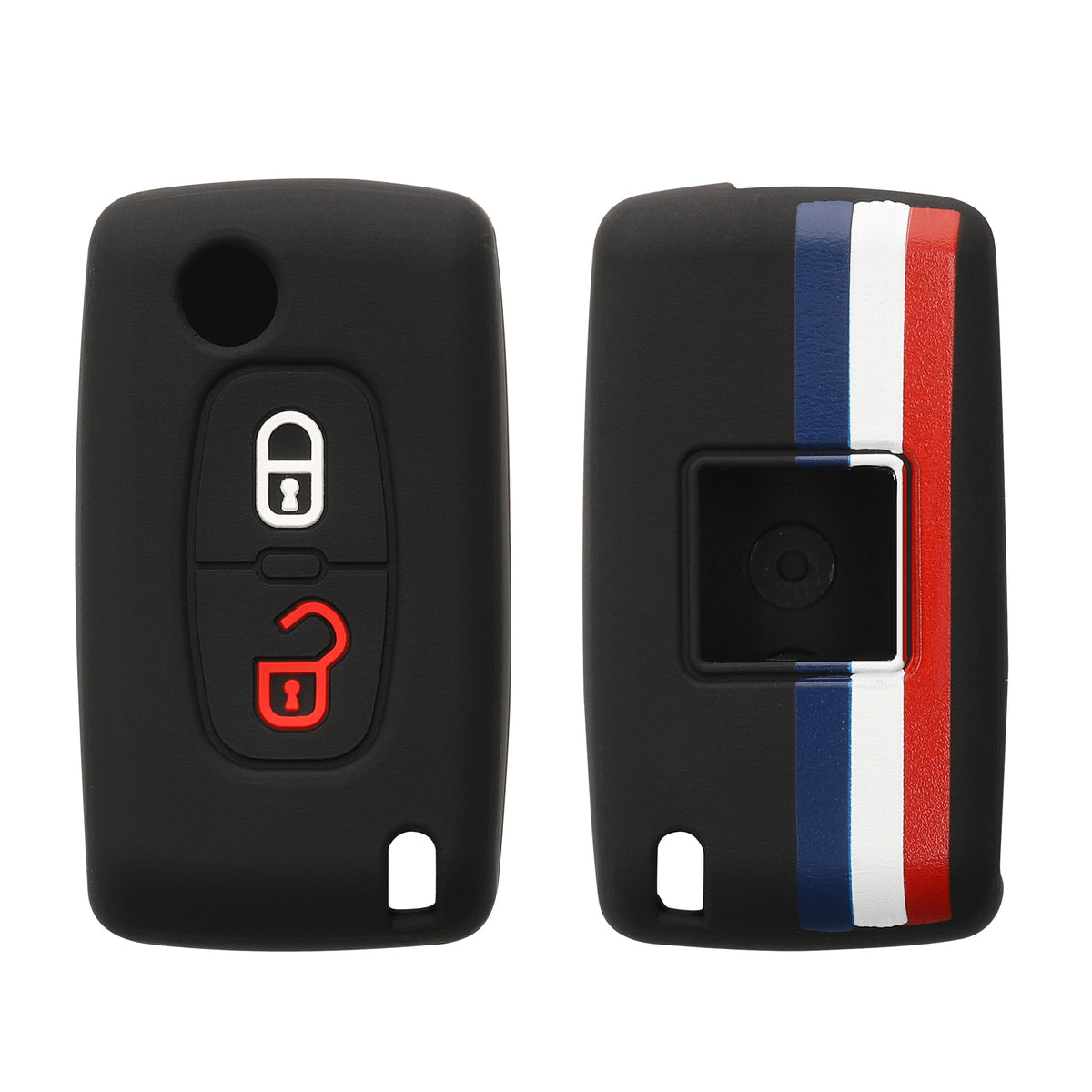 Peugeot Citroen 2-Button Flip Silicone Car Key Cover Patterned