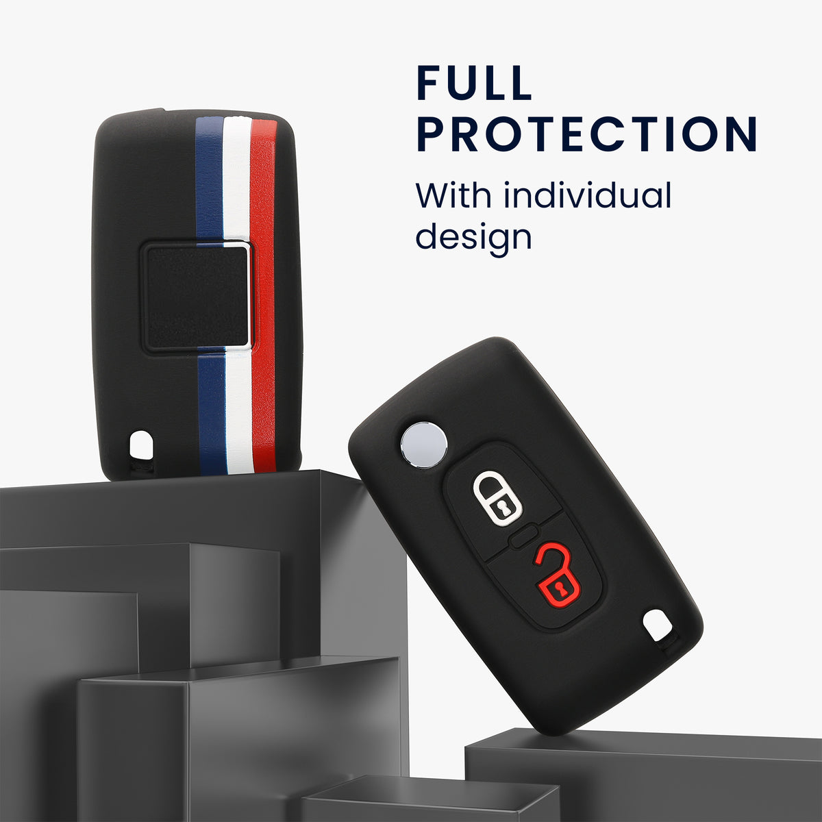 Peugeot Citroen 2-Button Flip Silicone Car Key Cover Patterned