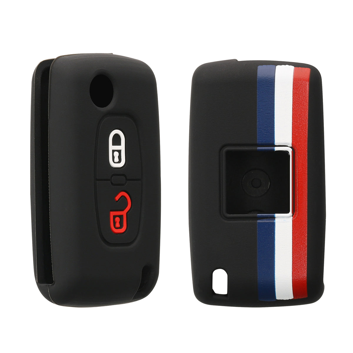 Peugeot Citroen 2-Button Flip Silicone Car Key Cover Patterned