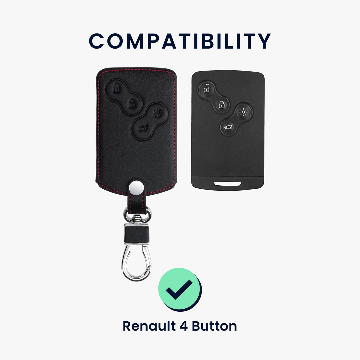 kwmobile Car Key Card Cover compatible with Renault 4-Button Car Key Card (Keyless Go Only)