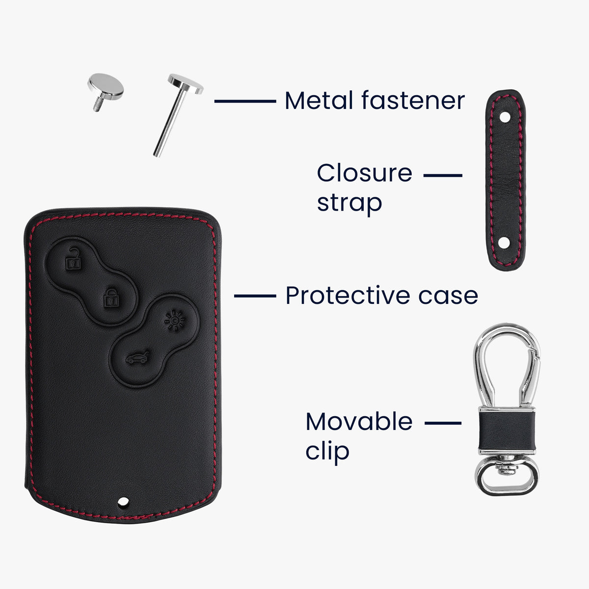 kwmobile Car Key Card Cover compatible with Renault 4-Button Car Key Card (Keyless Go Only)