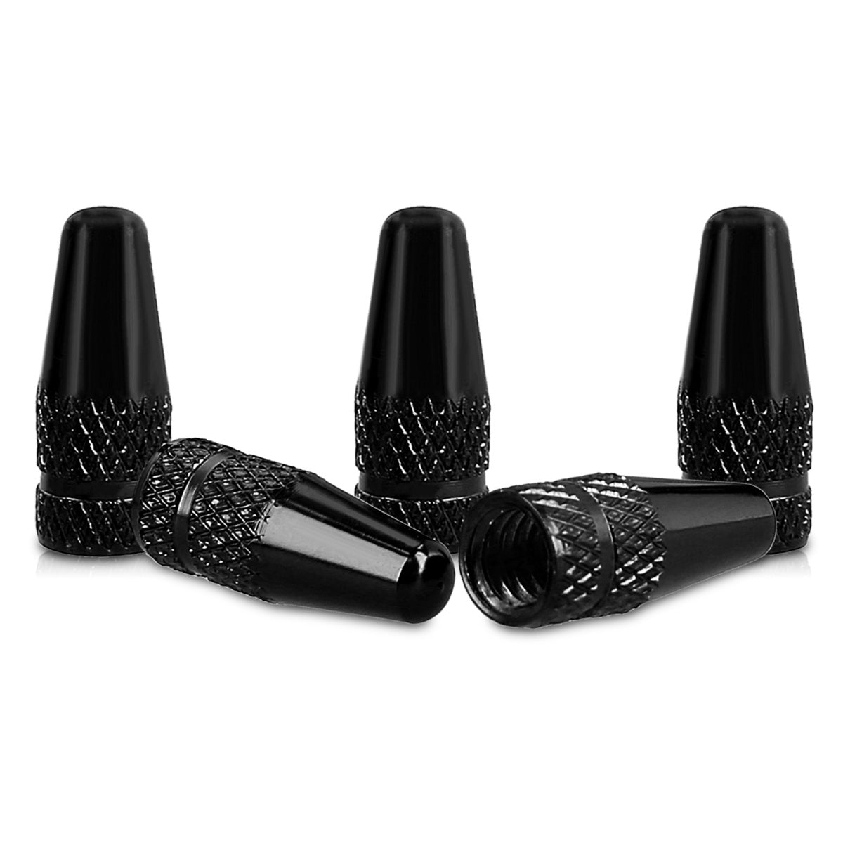 kwmobile 5x Fahrrad Ventilkappen Abdeckung - Fahrradventil Sclaverandventil Metall Kappen - Mountainbike Rad Ventildeckel in Schwarz Schwarz  