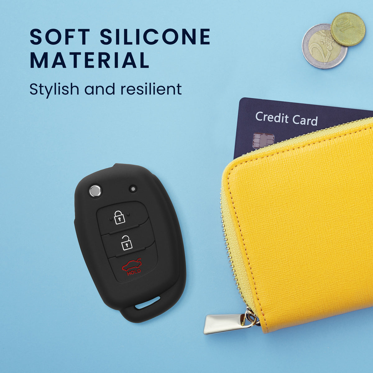Hyundai 3-Button Flip Silicone Car Key Cover