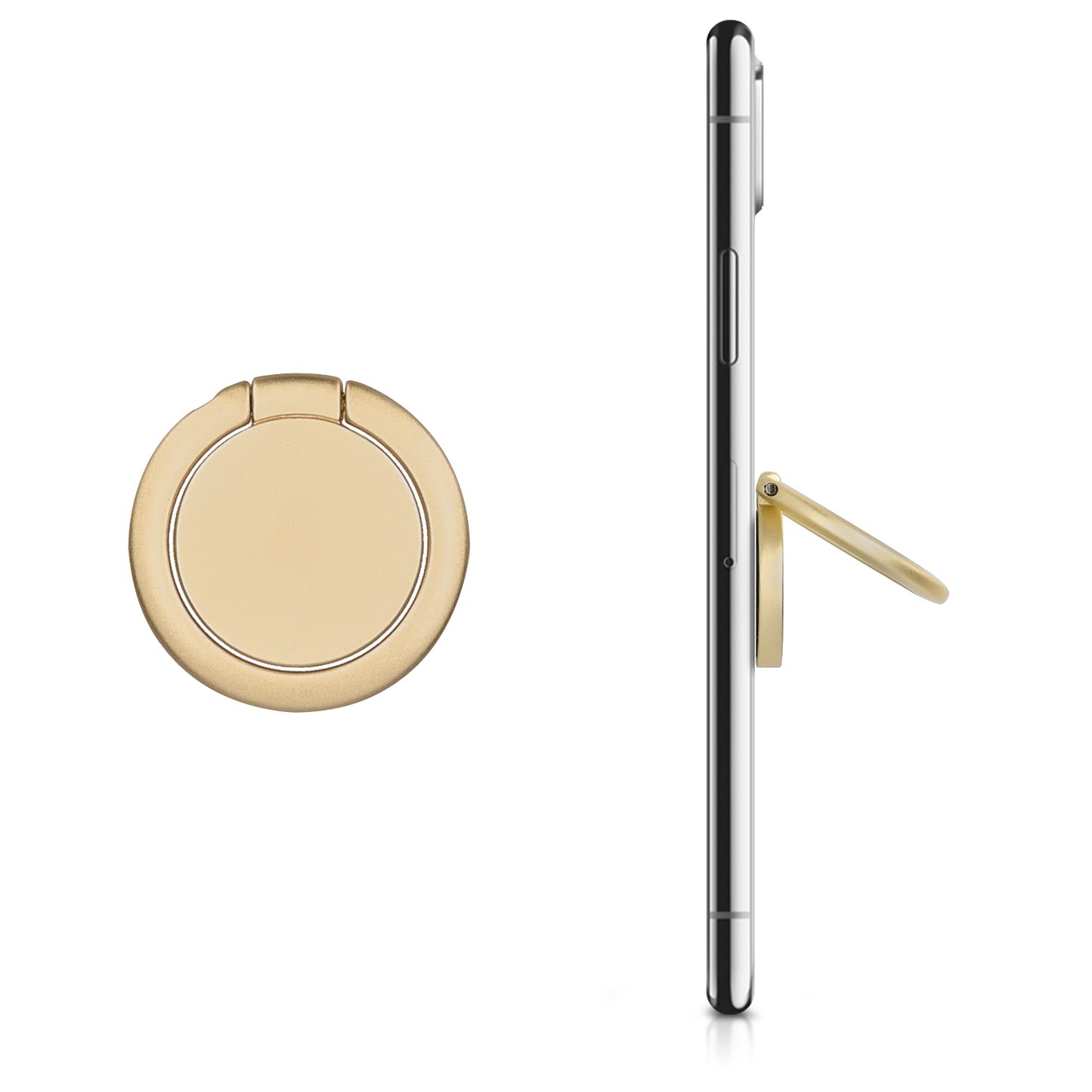 kwmobile Metal Smartphone Ring Finger Holder - 360° Rotating Ring Holder Mobile Phone Finger Holder with Stand Function - Phone Ring Holder