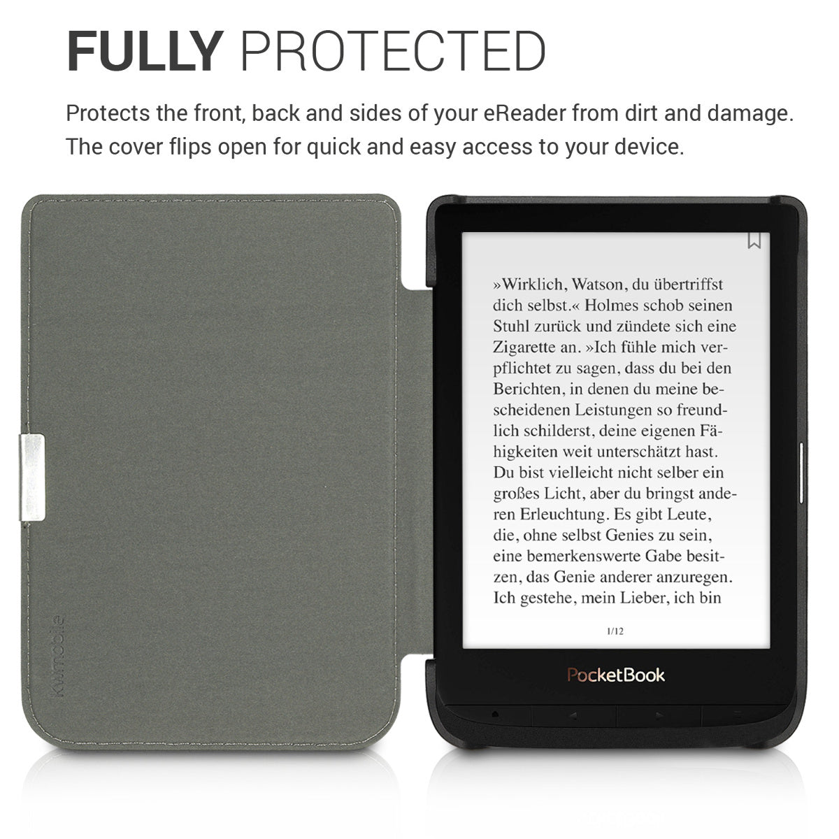 Faux Leather Case compatible with Pocketbook Touch Lux 4/5/Touch HD 3/Color (2020)/ Vivlio Lux 5