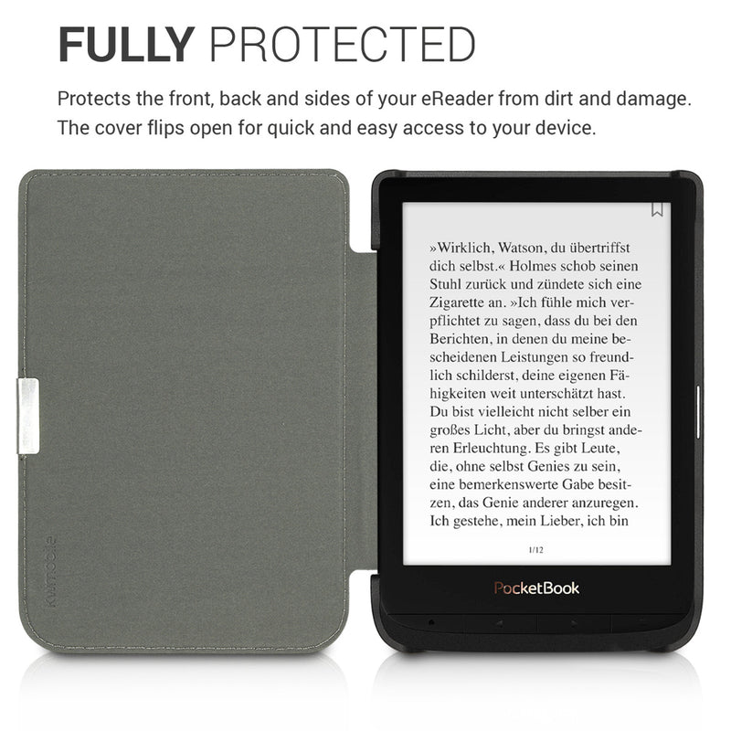 Faux Leather Case compatible with Pocketbook Touch Lux 4/5/Touch HD 3/Color (2020)/ Vivlio Lux 5