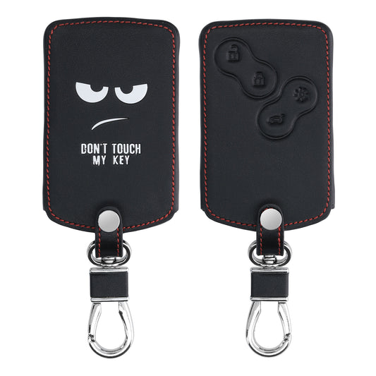 kwmobile Car Key Cover Compatible with Renault 4-Button Car Key Card (Keyless Go Only) Faux Leather Protective Case Key Fob Cover Don't touch my Key