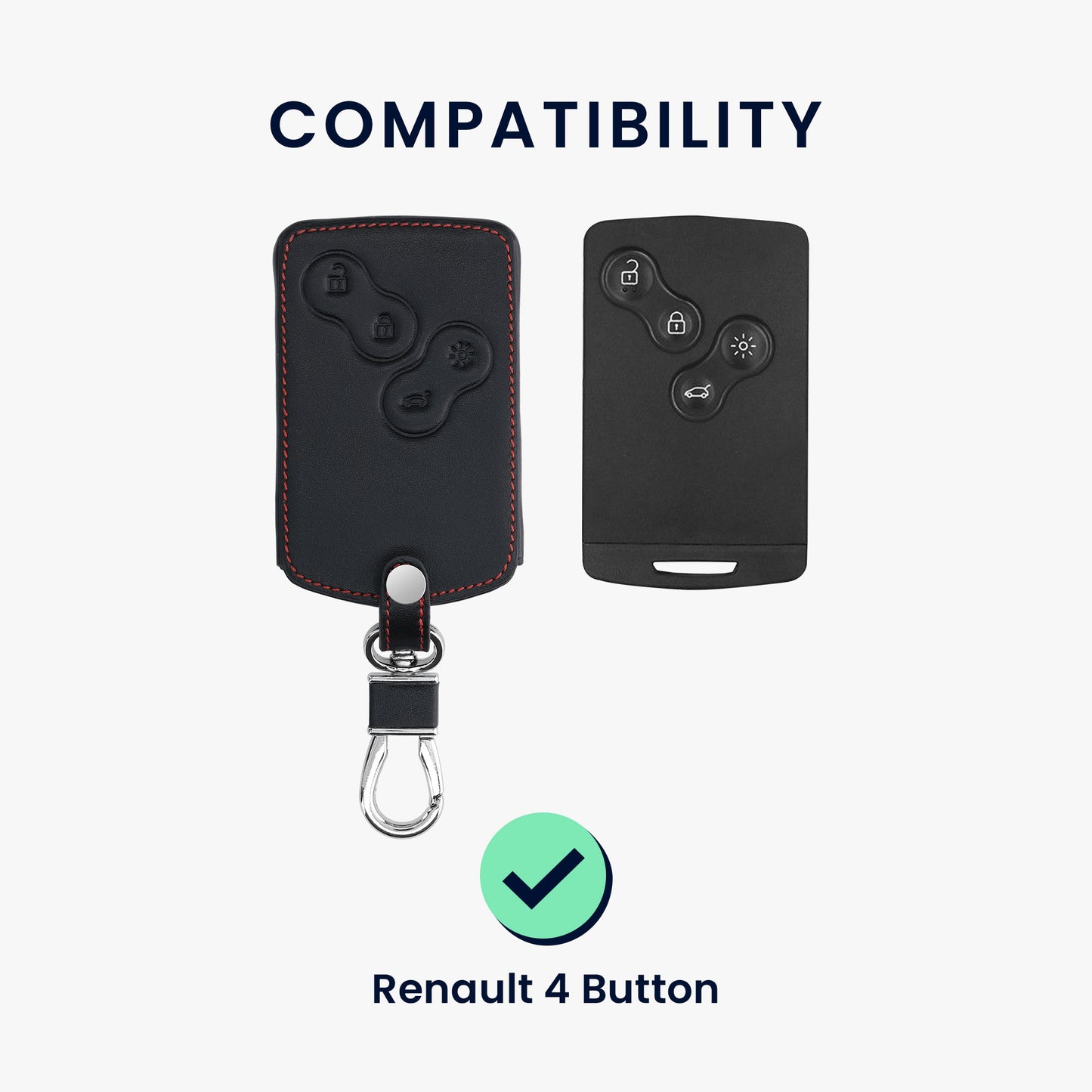 kwmobile Car Key Cover Compatible with Renault 4-Button Car Key Card (Keyless Go Only) Faux Leather Protective Case Key Fob Cover Don't touch my Key