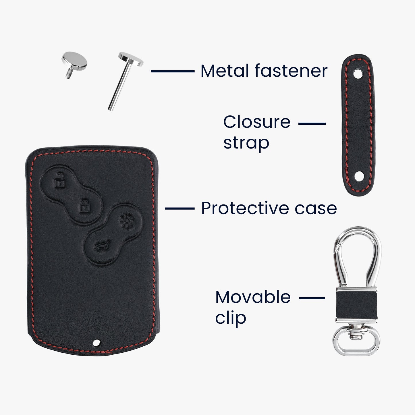 kwmobile Car Key Cover Compatible with Renault 4-Button Car Key Card (Keyless Go Only) Faux Leather Protective Case Key Fob Cover Don't touch my Key