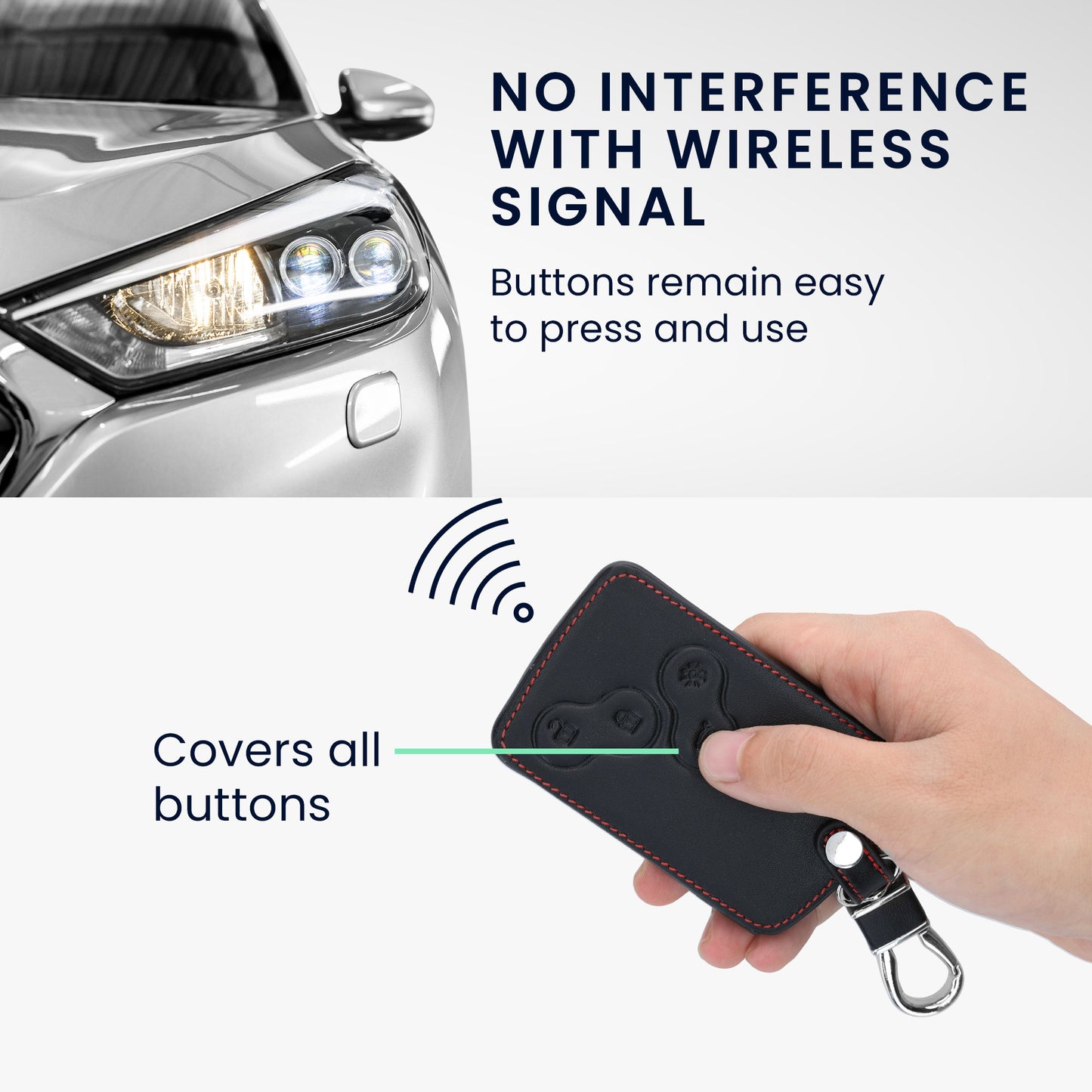 kwmobile Car Key Cover Compatible with Renault 4-Button Car Key Card (Keyless Go Only) Faux Leather Protective Case Key Fob Cover Don't touch my Key