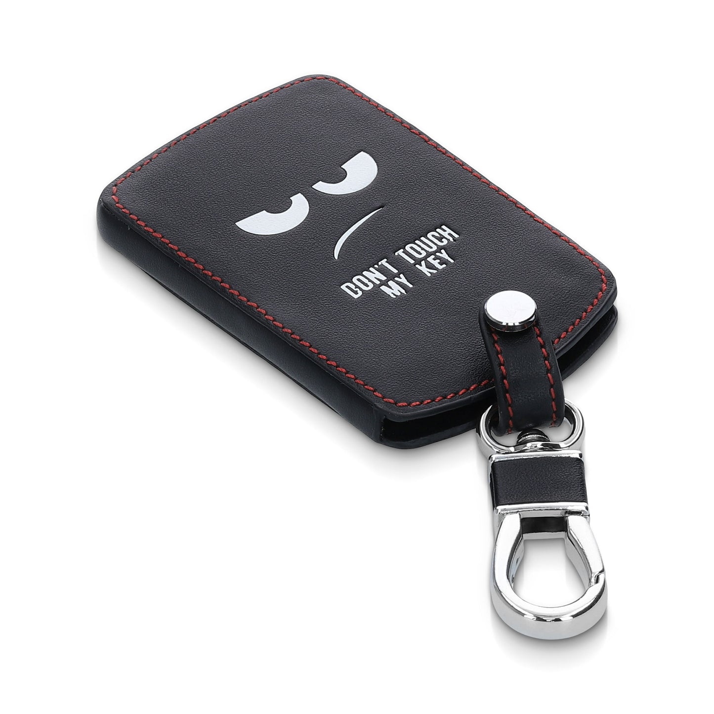 kwmobile Car Key Cover Compatible with Renault 4-Button Car Key Card (Keyless Go Only) Faux Leather Protective Case Key Fob Cover Don't touch my Key