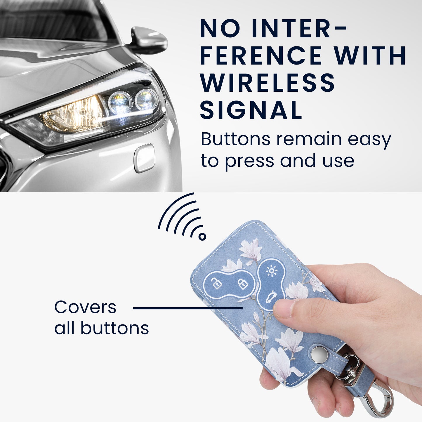 kwmobile Car Key Cover Compatible with Renault 4-Button Car Key Card (Keyless Go Only) Faux Leather Protective Case Key Fob Cover Don't touch my Key