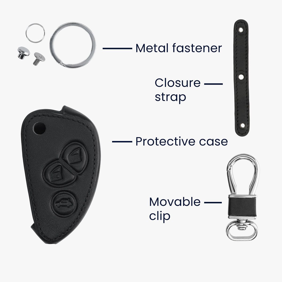 Faux Leather Car Key Cover for Alfa Romeo 3-Button Flip Car Key