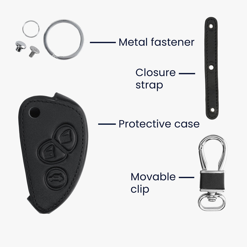 Faux Leather Car Key Cover for Alfa Romeo 3-Button Flip Car Key