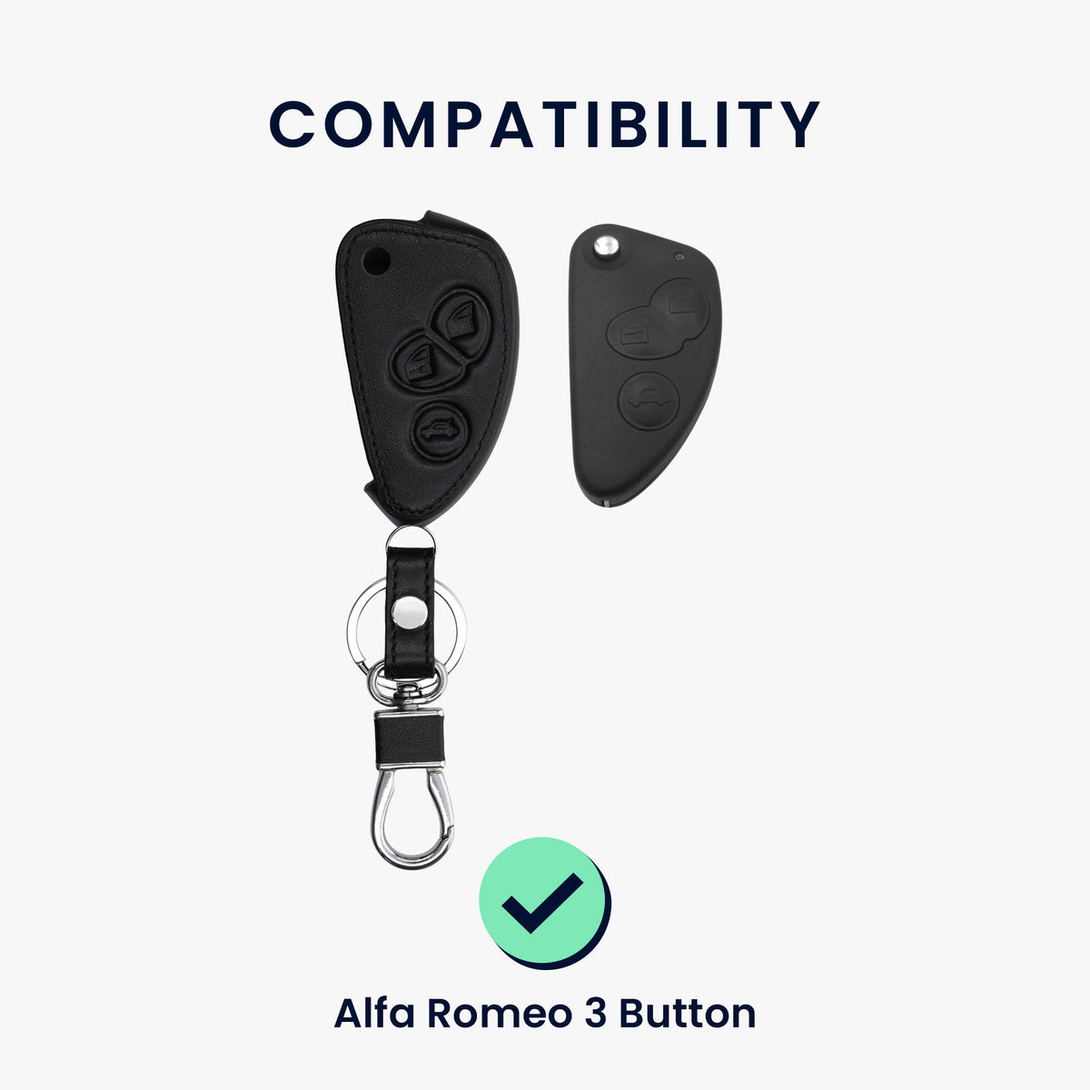 Faux Leather Car Key Cover for Alfa Romeo 3-Button Flip Car Key