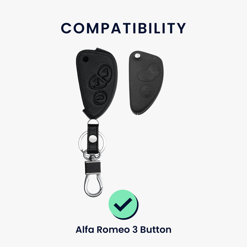 Faux Leather Car Key Cover for Alfa Romeo 3-Button Flip Car Key