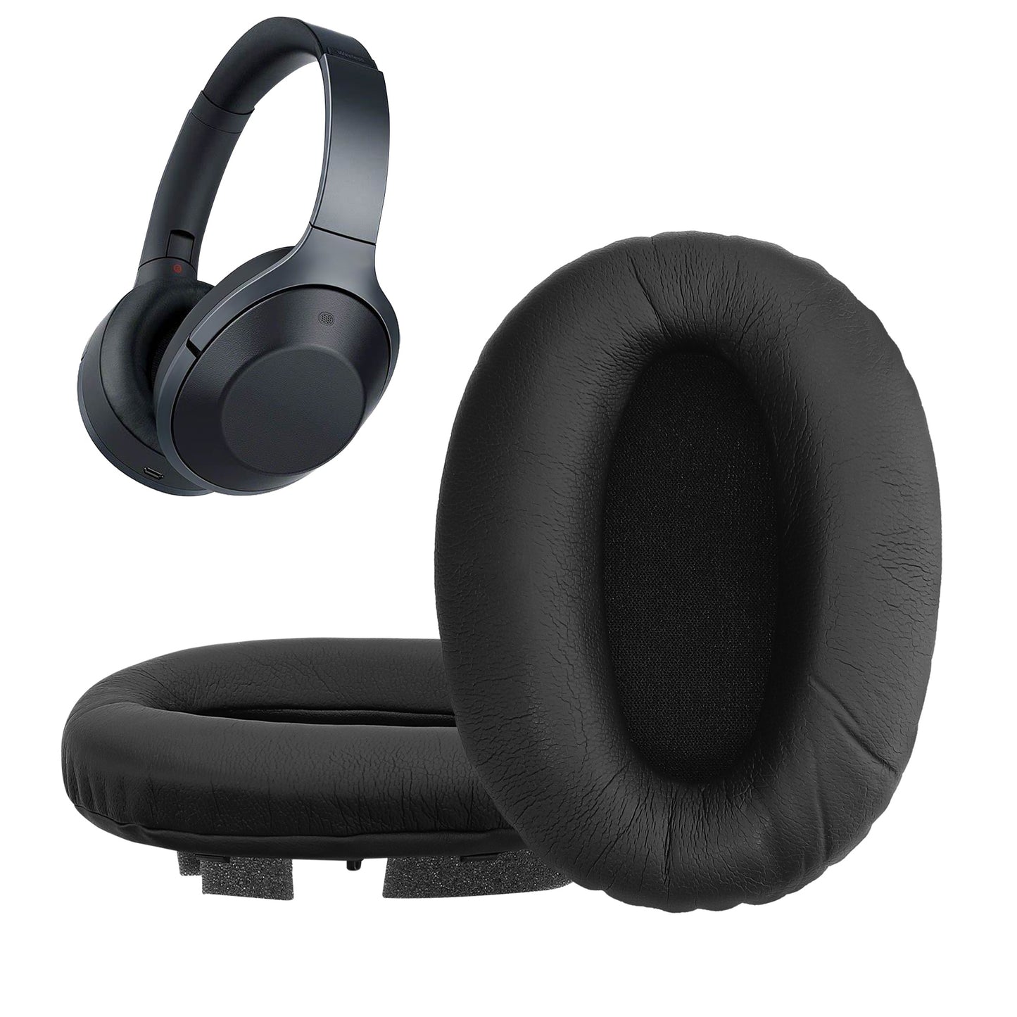 kwmobile 2x Ohr Polster für Sony MDR-1000X / WH-1000XM2 Ohrpolster - Ersatz Ohrpolster - Kopfhörer Ersatzteile - Kopfhörer Ersatzpolster für Over Ear Headphones Schwarz  