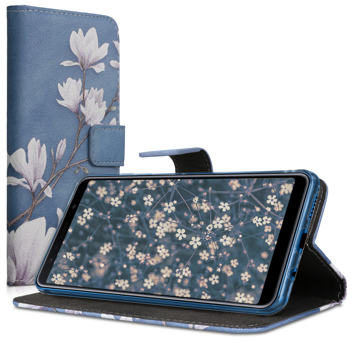 kwmobile Wallet Case Compatible with Samsung Galaxy A7 (2018) - Cover with Stand and Card Slots