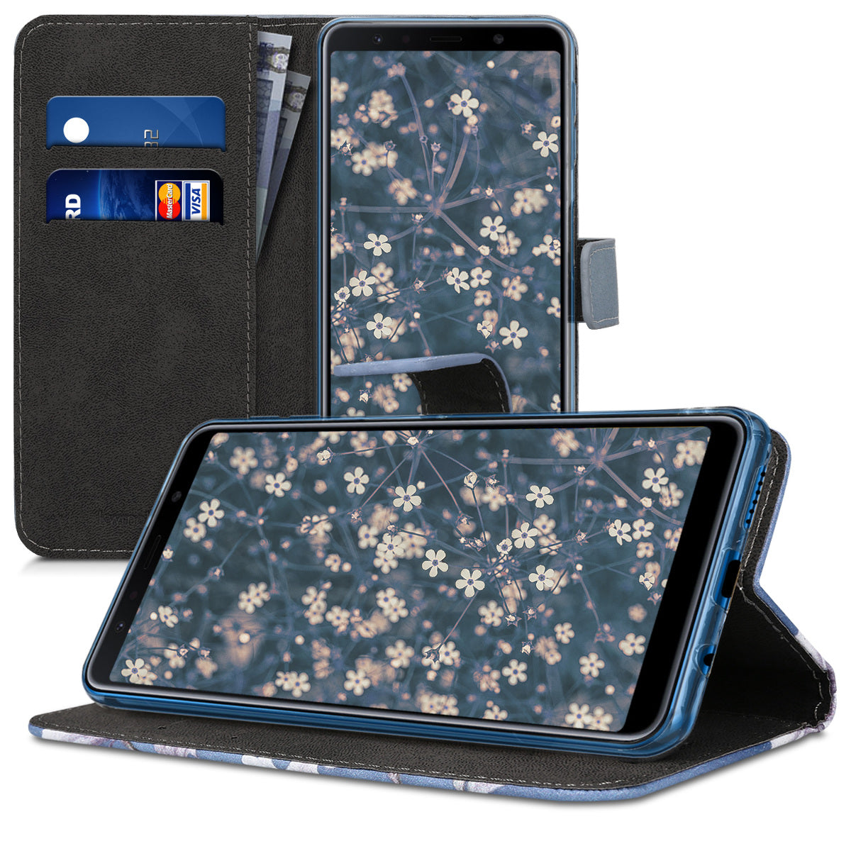 kwmobile Wallet Case Compatible with Samsung Galaxy A7 (2018) - Cover with Stand and Card Slots