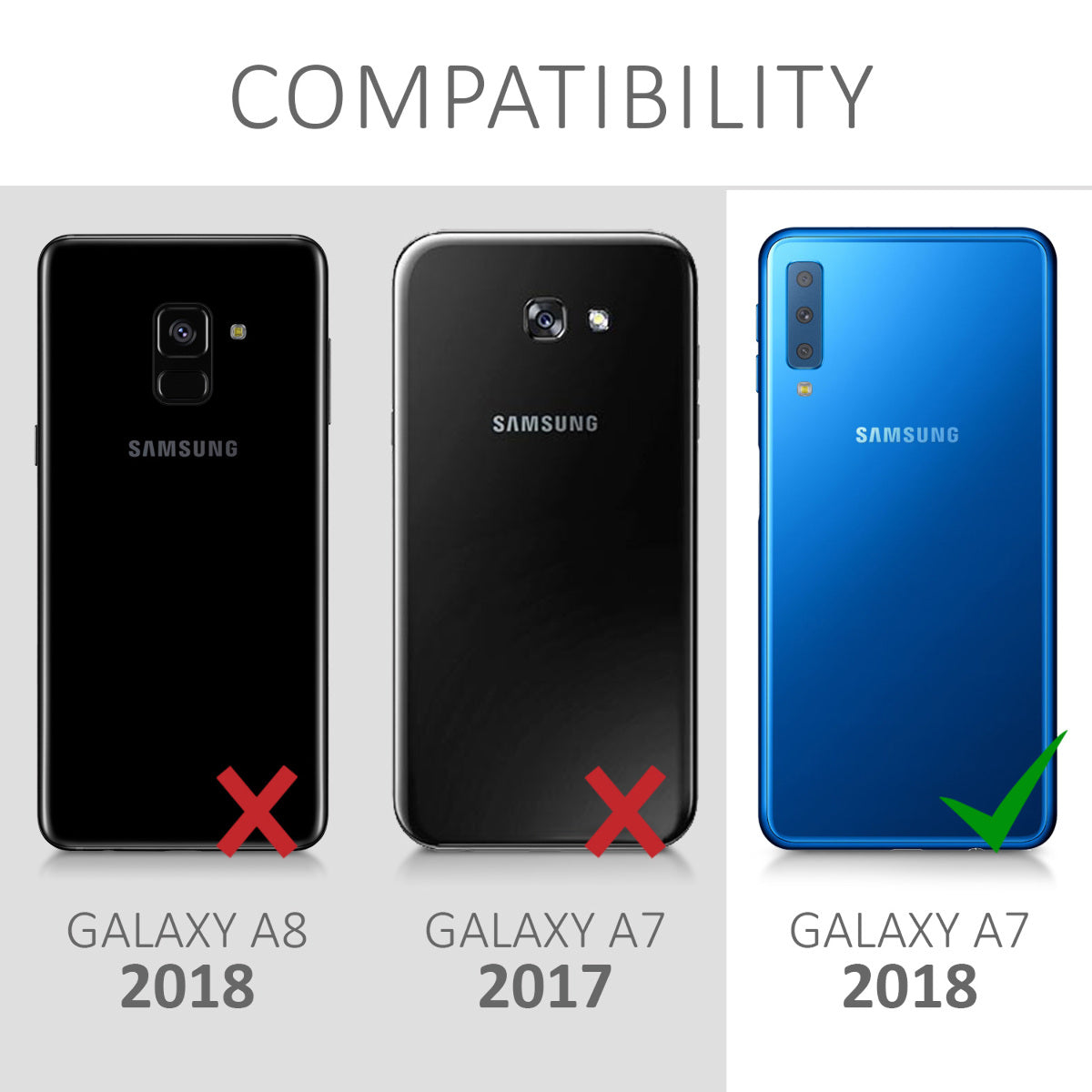 kwmobile Wallet Case Compatible with Samsung Galaxy A7 (2018) - Cover with Stand and Card Slots