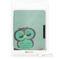 kwmobile Protective Case for Tolino Shine 3 - eReader Flip Case with Auto Sleep Function - Owl Sleep with Brown Mint Green