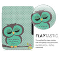 kwmobile Protective Case for Tolino Shine 3 - eReader Flip Case with Auto Sleep Function - Owl Sleep with Brown Mint Green