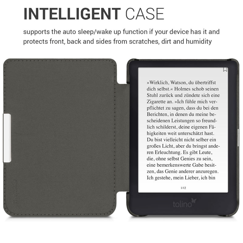 kwmobile Protective Case for Tolino Shine 3 - eReader Flip Case with Auto Sleep Function - Owl Sleep with Brown Mint Green