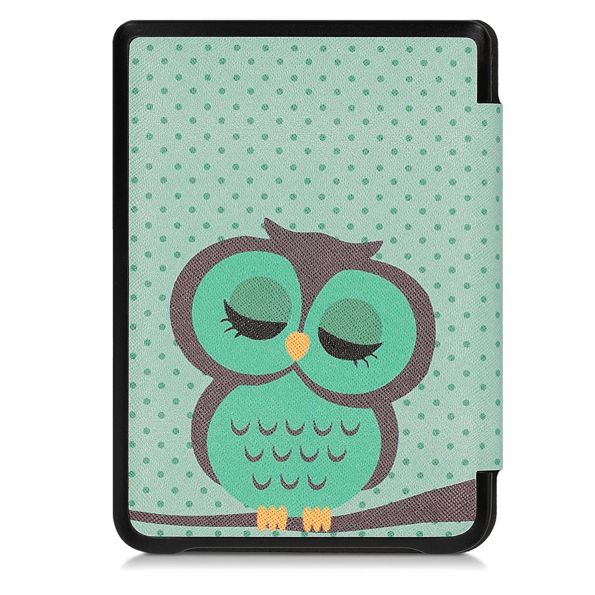 kwmobile Protective Case for Tolino Shine 3 - eReader Flip Case with Auto Sleep Function - Owl Sleep with Brown Mint Green