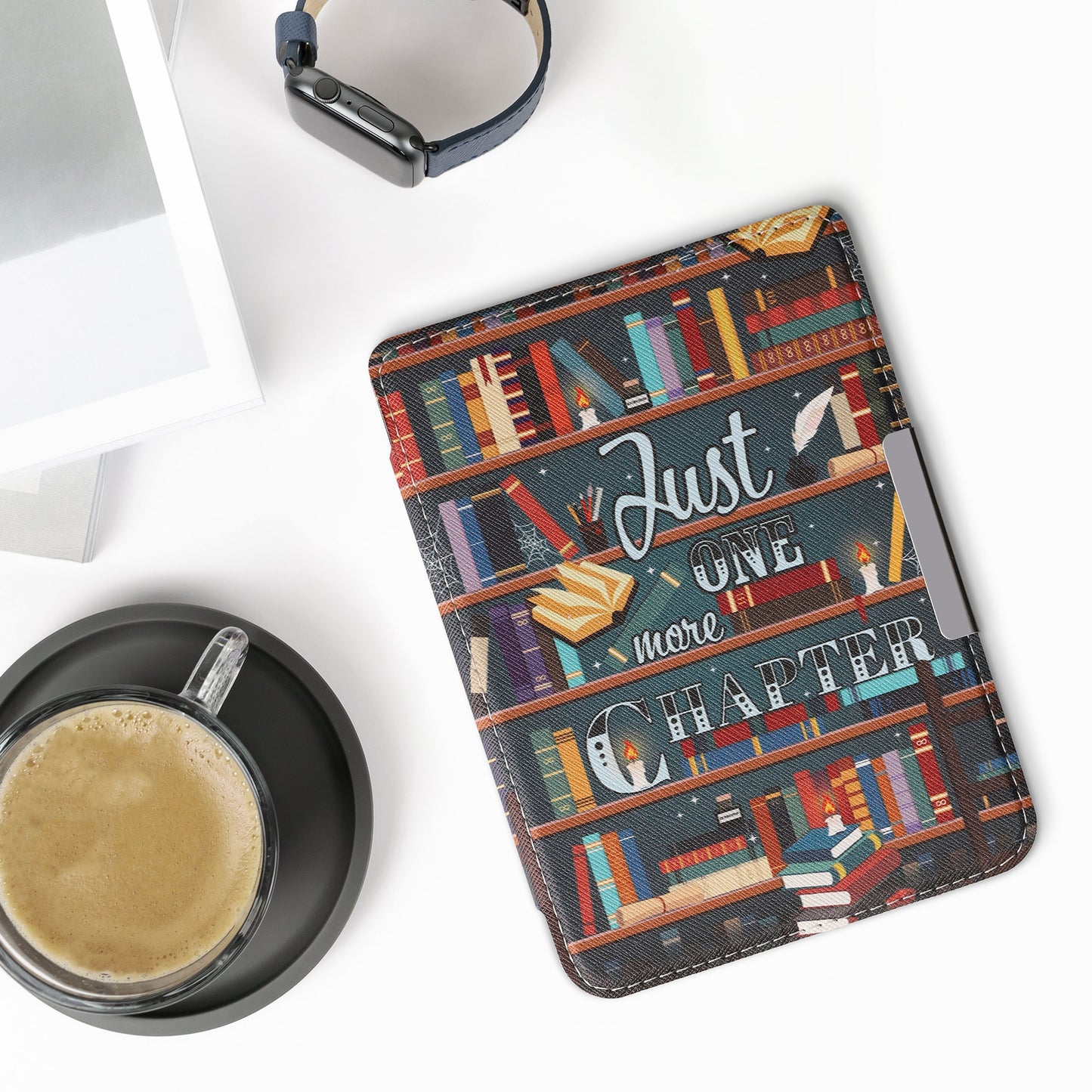 kwmobile Protective Case for Tolino Shine 3 - eReader Flip Case with Auto Sleep Function - Owl Sleep with Brown Mint Green