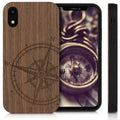 Wooden Hard Case with TPU Bumper for Apple iPhone XR Compass Vintage