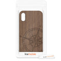Wooden Hard Case with TPU Bumper for Apple iPhone XR Compass Vintage