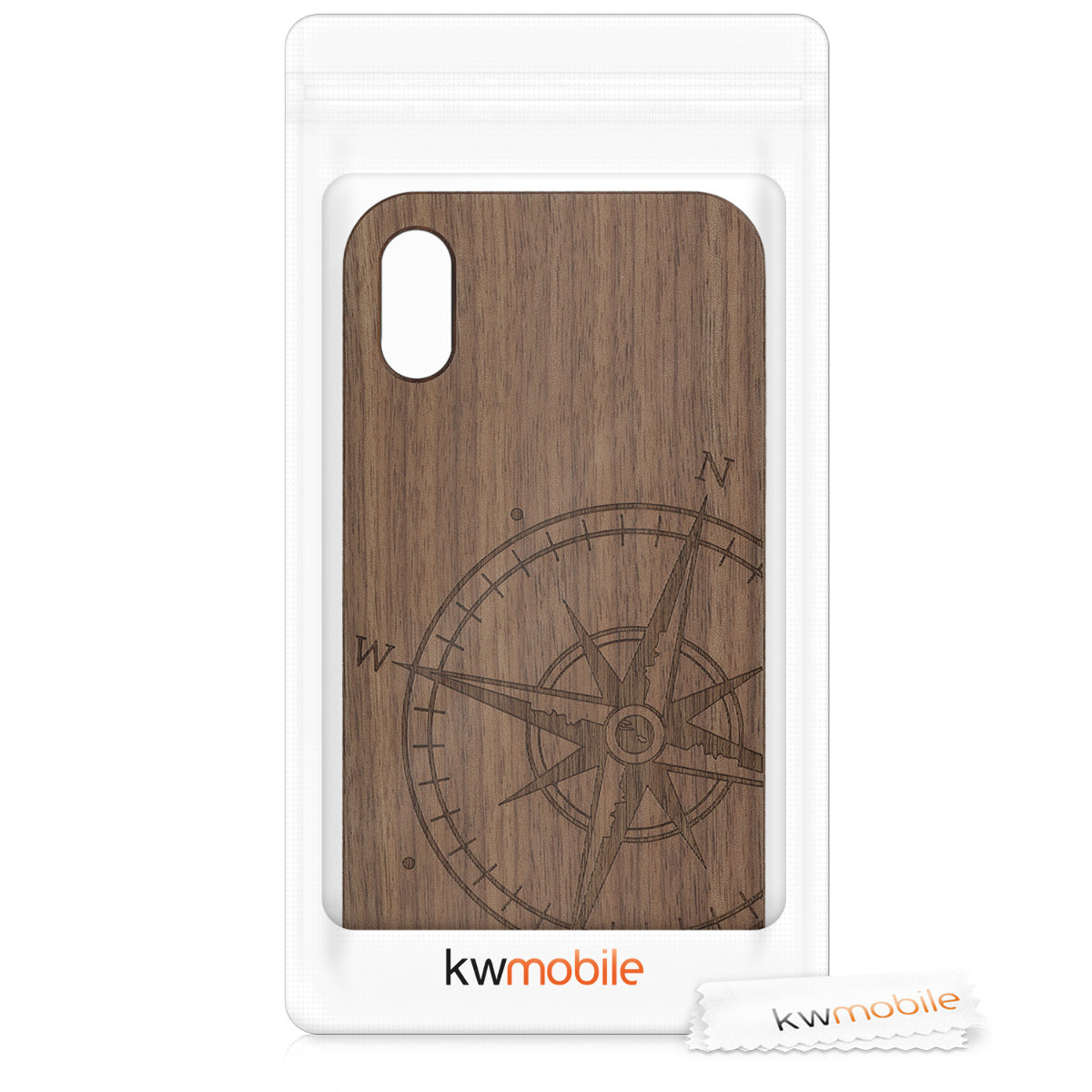 Wooden Hard Case with TPU Bumper for Apple iPhone XR Compass Vintage