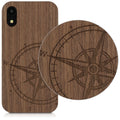 Wooden Hard Case with TPU Bumper for Apple iPhone XR Compass Vintage