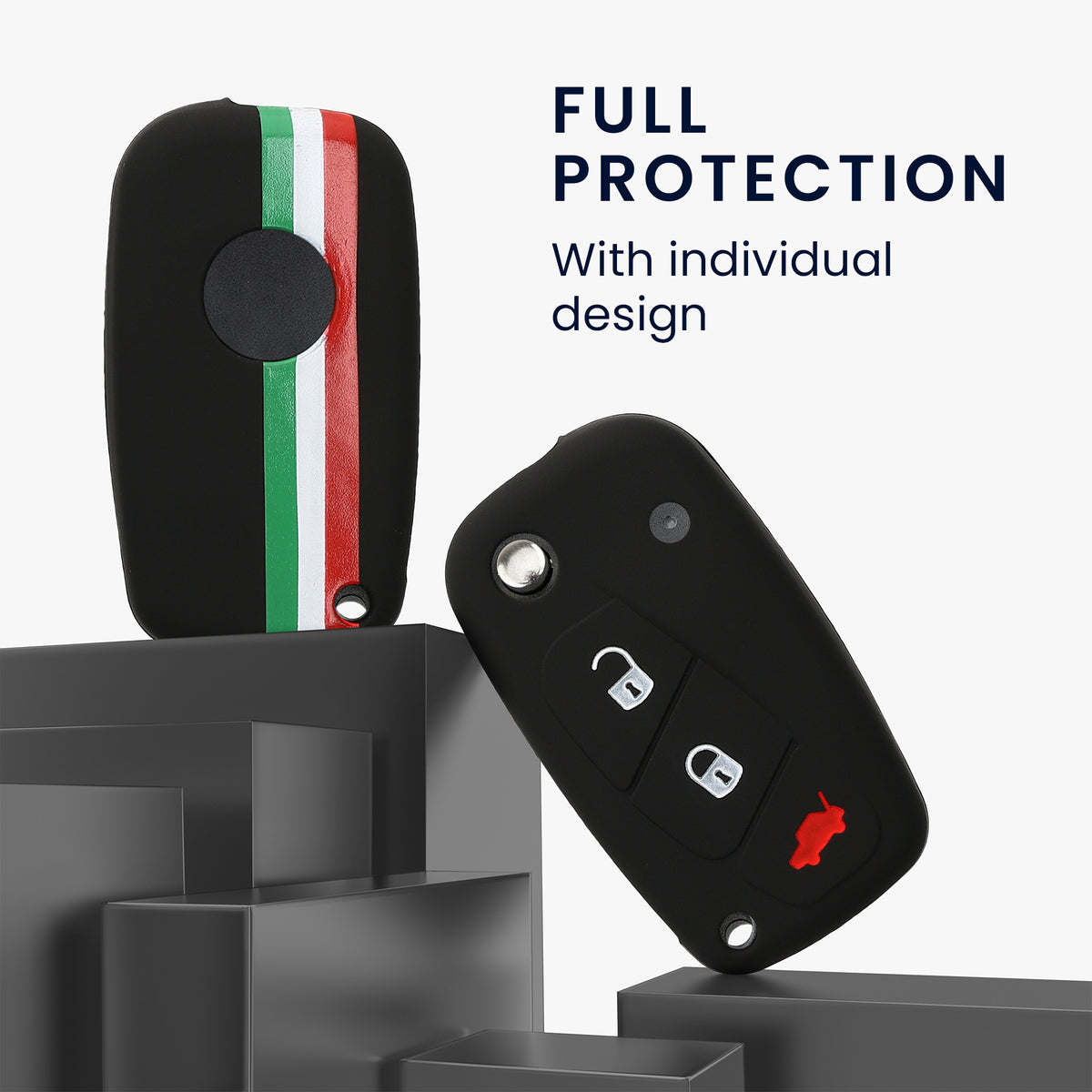 kwmobile Car Key Cover compatible with Fiat Lancia 3-Button Car Key Cover