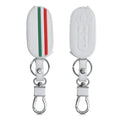 Faux Leather Car Key Cover for Fiat Lancia 3-Button Flip Key Italy Stripes