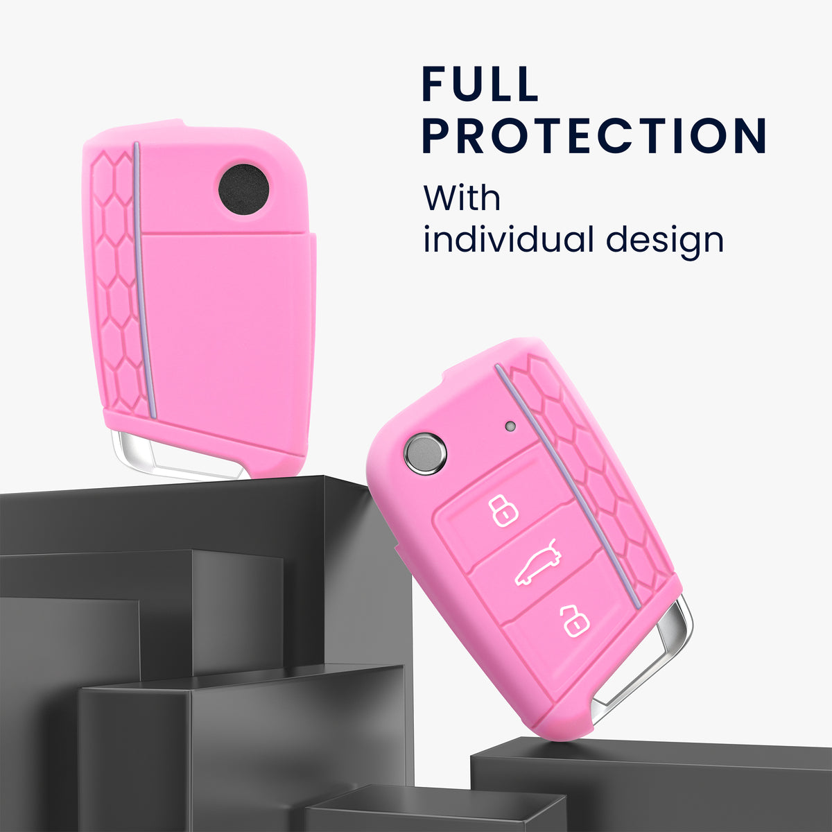 kwmobile Car Key Protection Case compatible with VW Golf 7 MK7 3-Button Car Key Cover