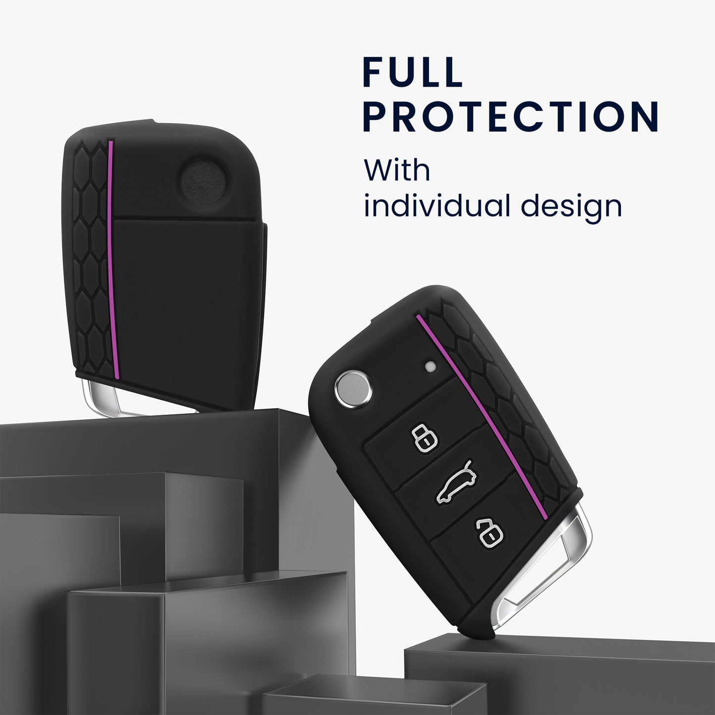 kwmobile Car Key Protection Case compatible with VW Golf 7 MK7 3-Button Car Key Cover
