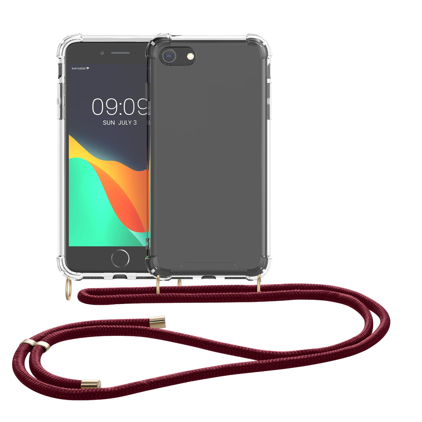 kwmobile Necklace Case compatible with Apple iPhone SE (2022) / iPhone SE (2020) / iPhone 8 / iPhone 7 - Silicone Cover with Lanyard