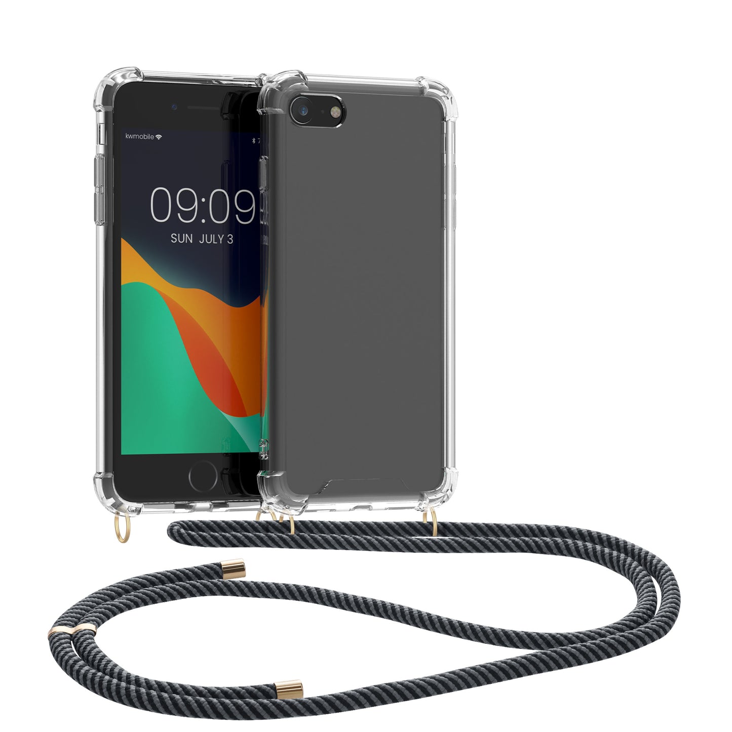 kwmobile Necklace Case compatible with Apple iPhone SE (2022) / iPhone SE (2020) / iPhone 8 / iPhone 7 - Silicone Cover with Lanyard