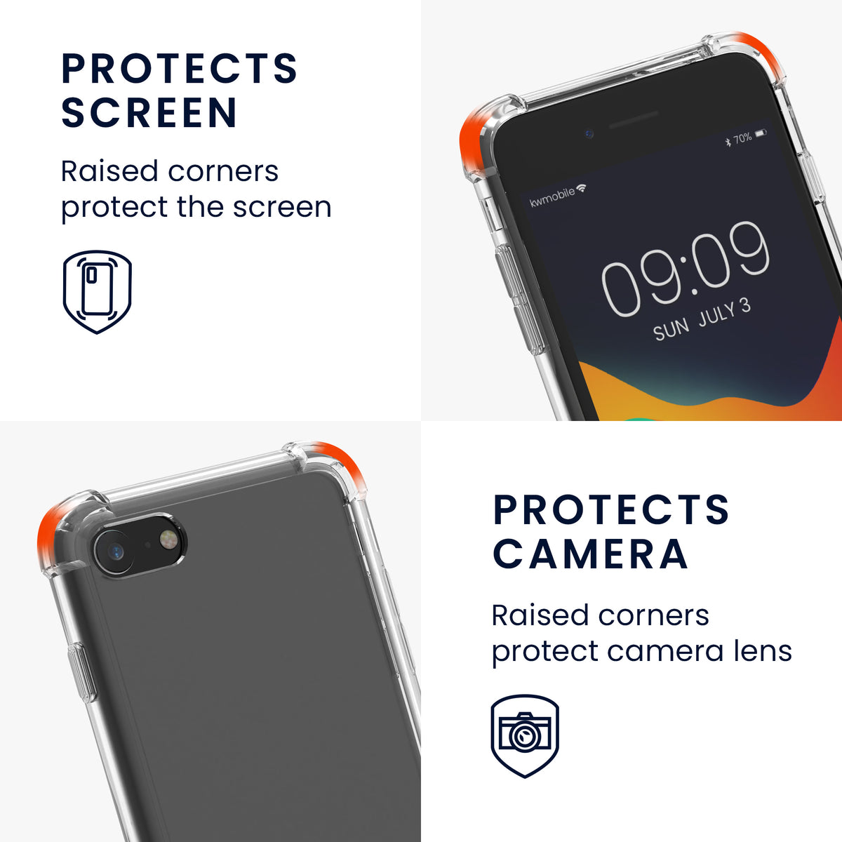 kwmobile Necklace Case compatible with Apple iPhone SE (2022) / iPhone SE (2020) / iPhone 8 / iPhone 7 - Silicone Cover with Lanyard