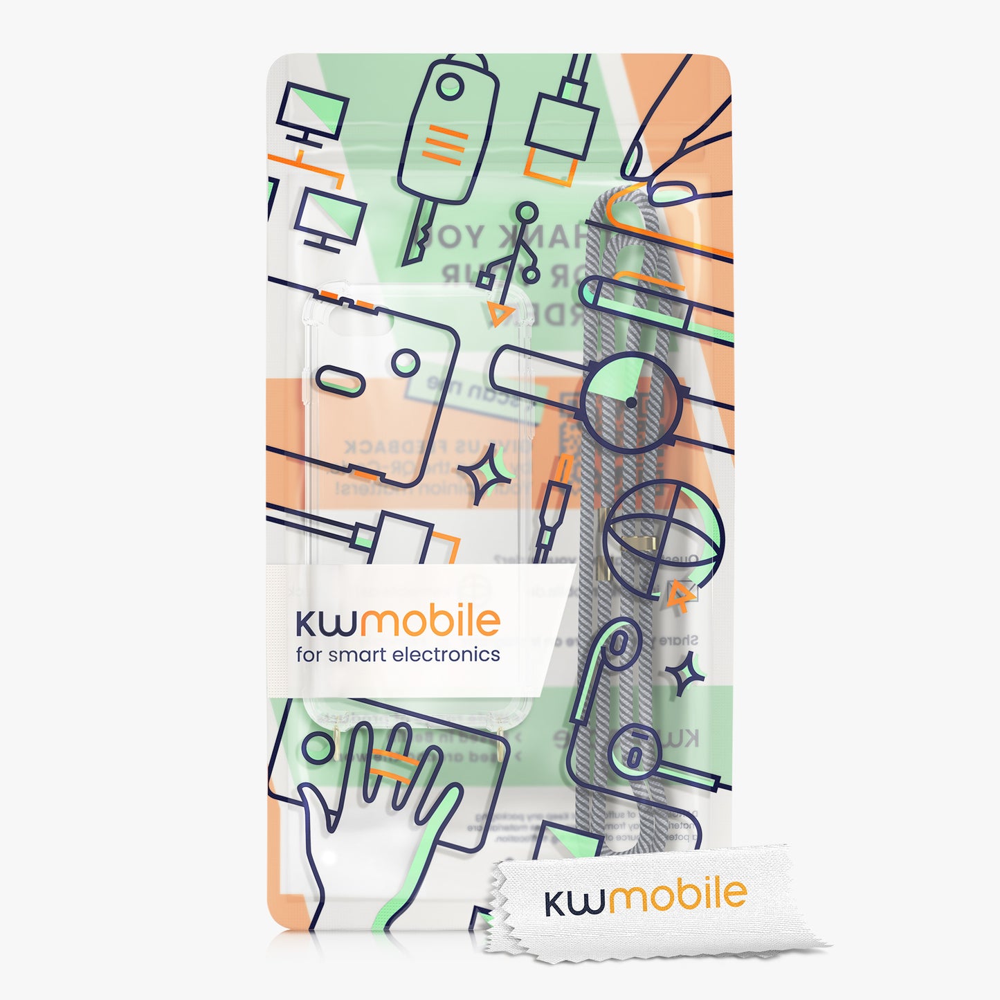 kwmobile Necklace Case compatible with Apple iPhone SE (2022) / iPhone SE (2020) / iPhone 8 / iPhone 7 - Silicone Cover with Lanyard