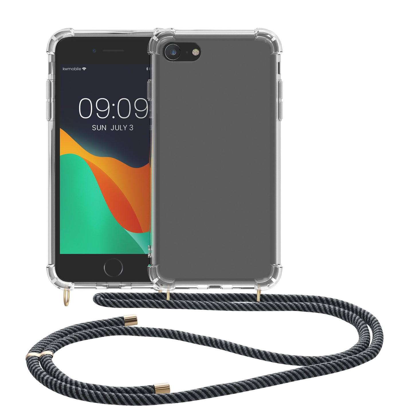 kwmobile Necklace Case compatible with Apple iPhone SE (2022) / iPhone SE (2020) / iPhone 8 / iPhone 7 - Silicone Cover with Lanyard